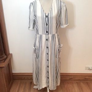 Chelsea and Theodore striped button up midi dress